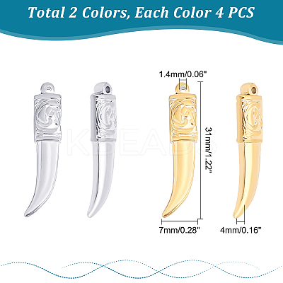 8Pcs 2 Colors 304 Stainless Steel Pendants STAS-UN0038-34-1