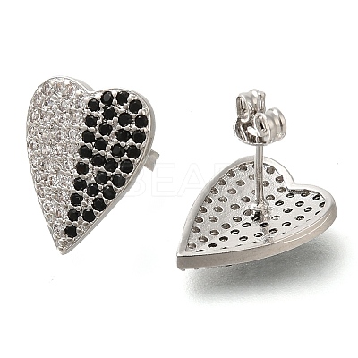 Brass Pave Cubic Zirconia Stud Earrings EJEW-M088-02P-1
