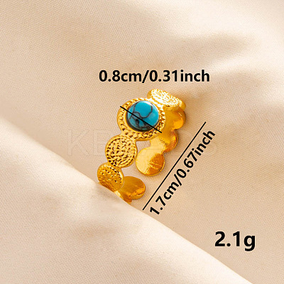 Round Synthetic Turquoise Finger Rings SA1153-6-1