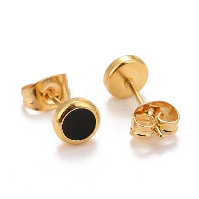 304 Stainless Steel Enamel Stud Earrings EJEW-B009-09G-01-1