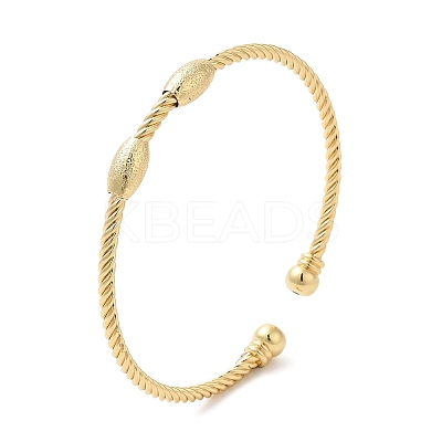 Rack Plating Brass Oval Beaded Cuff Bangle for Women BJEW-M298-13G-1