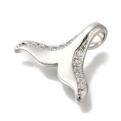 Fishtail Rack Plating Brass Micro Pave Clear Cubic Zirconia Pendnat KK-H485-29P-1