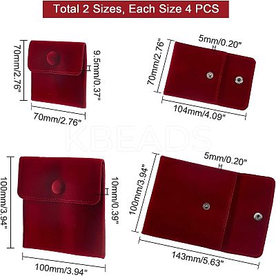 8Pcs 2 Style Square Velvet Jewelry Bags TP-FH0001-01B-1