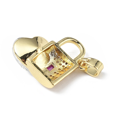 Real 18K Gold Plated Rack Plating Brass Micro Pave Clear Cubic Zirconia Pendants KK-C015-17G-07-1