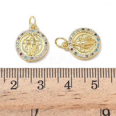 Holy Virgin Theme Brass Cubic Zirconia Pendants KK-L253-32G-06-1