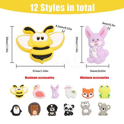 12Pcs 12 Style Silicone Focal Beads SIL-CA0002-09-1