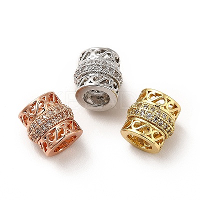 Rack Plating Brass Micro Pave Cubic Zirconia European Beads KK-C010-49-1