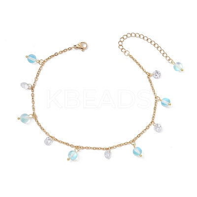 304 Stainless Steel Link Chain Anklets AJEW-AN00699-03-1