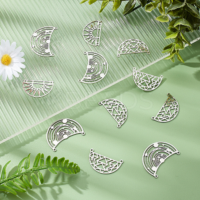 18Pcs 3 Style 201 Stainless Steel Pendants STAS-DC0006-36-1