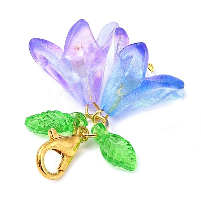 6Pcs 6 Colors Flower Acrylic Pendant Decorations HJEW-JM02719-02-1