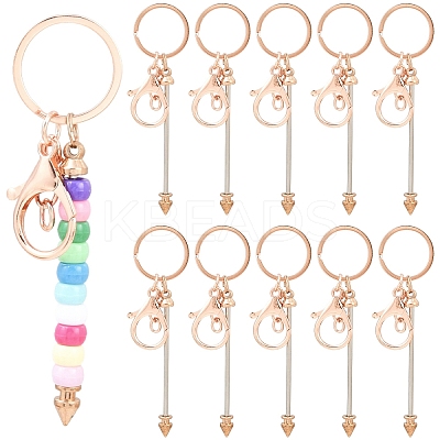 10Pcs Alloy Bar Beadable Keychain for Jewelry Making DIY Crafts KEYC-YW0001-29RG-1