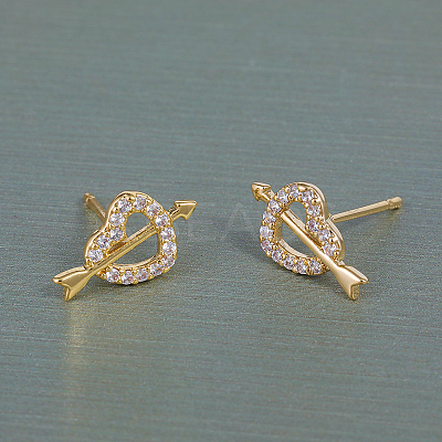 Elegant Cupid Heart Brass Stud Earrings AJ1399-1