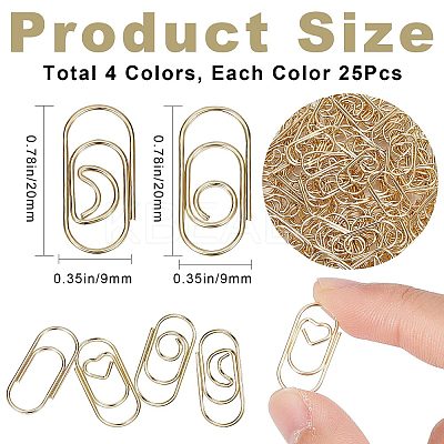 100Pcs 4 Styles Carbon Steel Paper Clips FIND-CP0001-48-1