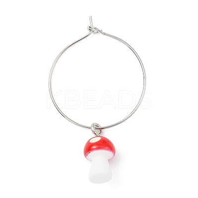 Mushroom Resin Wine Glass Charms Decoration AJEW-JO00231-1