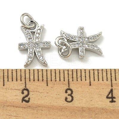 Rack Plating Brass Micro Pave Cubic Zirconia Pendants KK-K386-02K-P-1