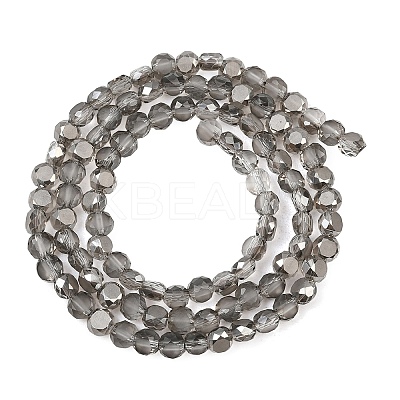 Faceted Flat Round Frosted Crystal Glass Beads Strands GLAA-F007-A03-1