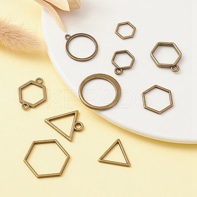 10Pcs Alloy Open Back Bezel Pendants and Links PALLOY-YWC0002-01AB-1