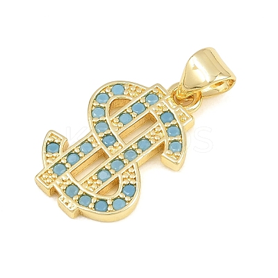 Brass Micro Pave Sky Blue Cubic Zirconia Pendants CU-CBA4A93-02B-G-1