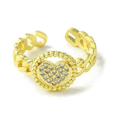 Brass Micro Pave Cubic Zirconia Open Cuff Rings RJEW-K256-21G-1