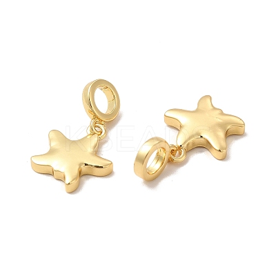 Rack Plating Brass Star European Dangle Charms KK-B068-48G-1