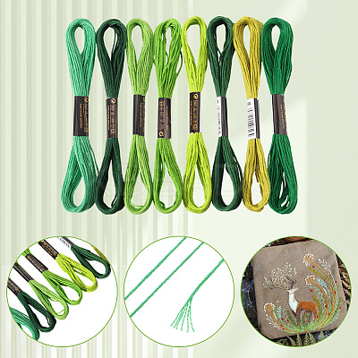 8 Skeins 8 Colors 6-Ply Polyester Embroidery Floss OCOR-CY0002-09C-1