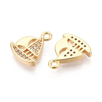 Brass Micro Pave Cubic Zirconia Charms KK-N263-111G-1