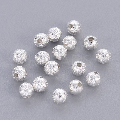 Brass Textured Round Beads X-KK-EC247-S-NF-1