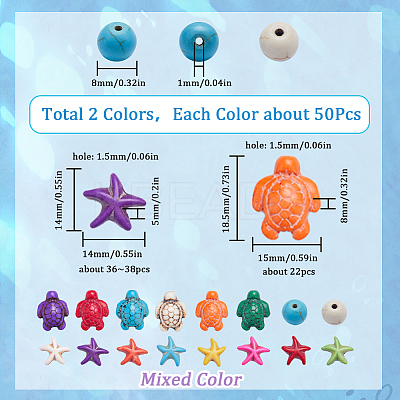 4 Strands 4 Styles Synthetic Turquoise Dyed Beads Strands TURQ-SC0001-12-1