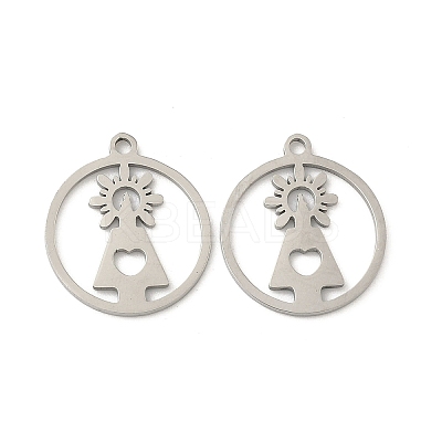 201 Stainless Steel Laser Cut Pendants STAS-P428-10P-03-1