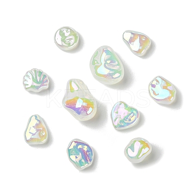 32Pcs 8 Styles UV Plating Opaque Acrylic Beads OACR-CJ0002-77-1