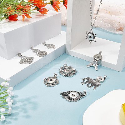 9Pcs 9 Style Alloy Hang Snap Base Big Pendants FIND-GF0004-30-1