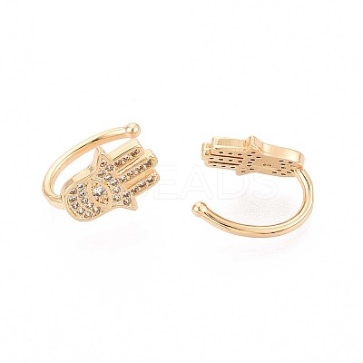 Brass Micro Pave Clear Cubic Zirconia Cuff Earrings EJEW-T047-72G-1