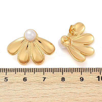 304 Stainless Steel ABS Plastic Pearl Stud Earrings LS-STAS-D368-01D-G-1
