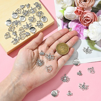 35Pcs 5 Styles Tibetan Style Alloy Pendants FIND-YW0005-32-1