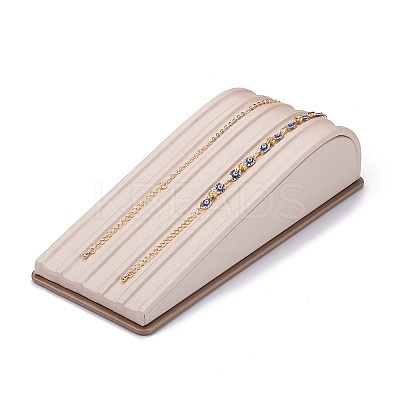 Wooden Clovered with PU Leather Bracelet Displays Stand BDIS-F003-01-1