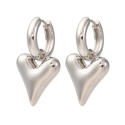 Heart Brass Hoop Earrings EJEW-D322-12P-01-1