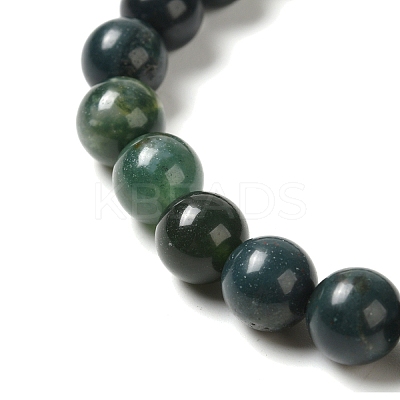 Natural Moss Agate Beaded Stretch Bracelets X-B072-5-1