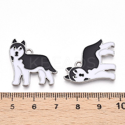 Rack Plating Alloy Enamel Dog Pendants PALLOY-T075-157A-1