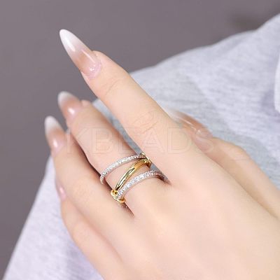 Stainless Steel Micro Pave Clear Cubic Zirconia Stackable Finger Rings WGD96BD-02-1