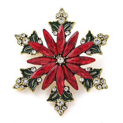Christmas Theme Golden Zinc Alloy with Rhinestone Brooches LS-JEWB-B018-01AG-07-1