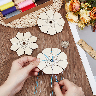3Pcs 3 Styles Wood 7 Friendship Bracelet Display Stands ODIS-PH0001-89-1