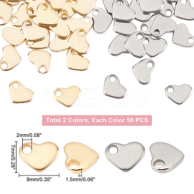 100Pcs 2 Colors 304 Stainless Steel Charms STAS-UN0032-96-1
