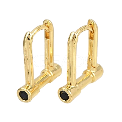 Brass Micro Pave Cubic Zirconia Lock Hoop Earrings EJEW-B146-01G-1