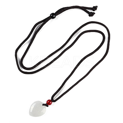 Natural Jadeite Heart Pendant Necklaces NJEW-F321-05-1