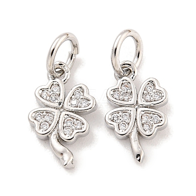 Rack Plating Brass Micro Pave Clear Cubic Zirconia Charms KK-Q814-08P-1