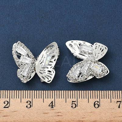 Brass Micro Pave Cubic Zirconia Beads KK-S336-14S-C-1