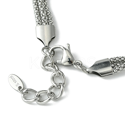 304 Stainless Steel Popcorn Chains Triple Layer Multi-strand Bracelet BJEW-Q775-09P-1