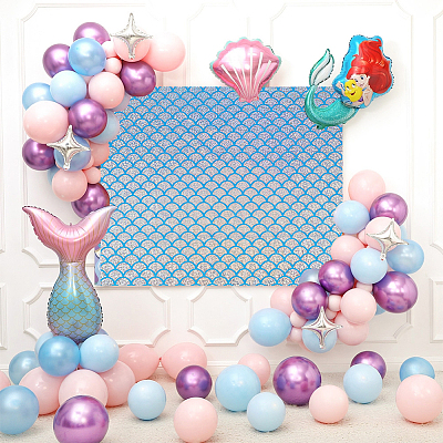 Fishscale Pattern Polyester Fabrics DIY-WH0304-508B-1
