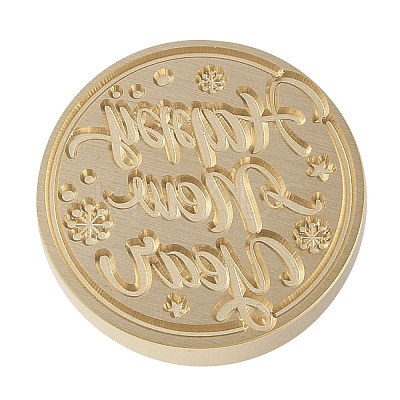 Merry Christmas Series Wax Seal Brass Stamp Head AJEW-M037-01G-02-1