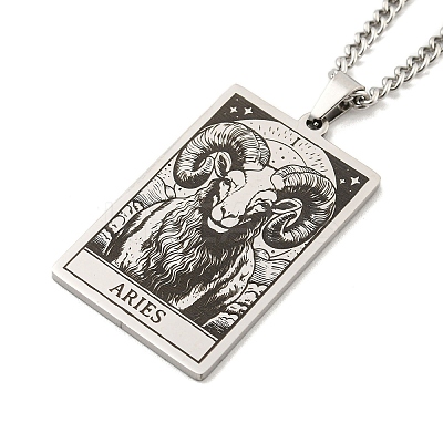 Non-Tarnish 304 Stainless Steel Tarot Pendant Necklaces NJEW-A026-01P-01-1